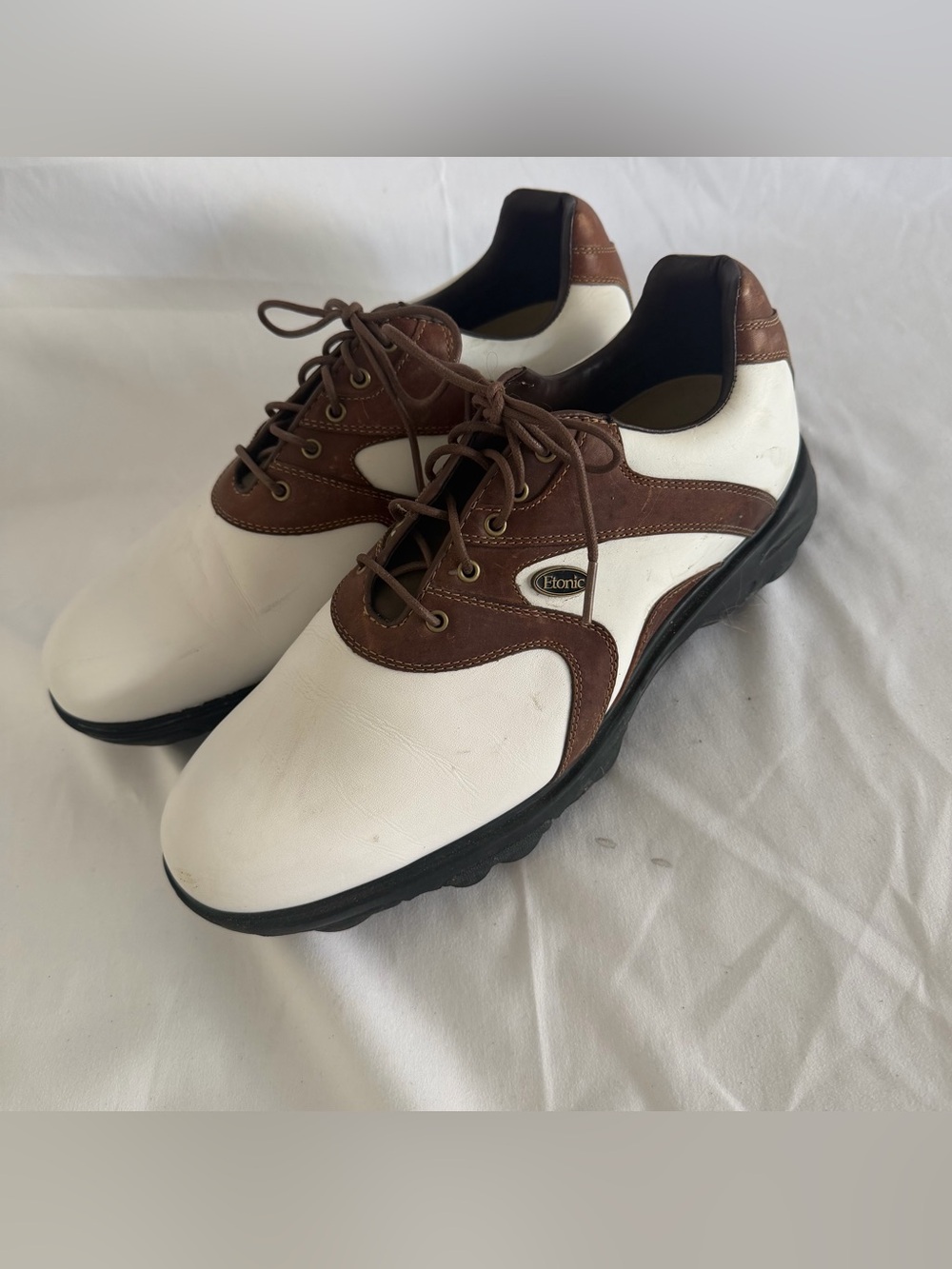 Etonic Men’s White and Brown Athletic Golf Shoes Sz 10.5 - Picture 3 of 9